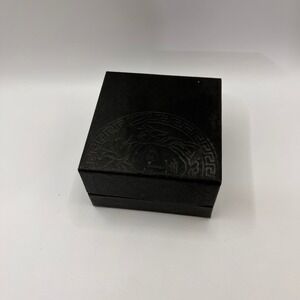 VTG Versace Black Embossed Medusa Logo Square Empty Gift Box 4.5"x4.5"x3.5"